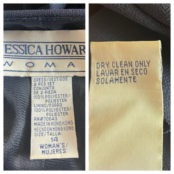 Jessica Howard Midi Jacket Dress Ruffle Front Chiffon Navy Blue Women’s Size 14W - Picture 12 of 13